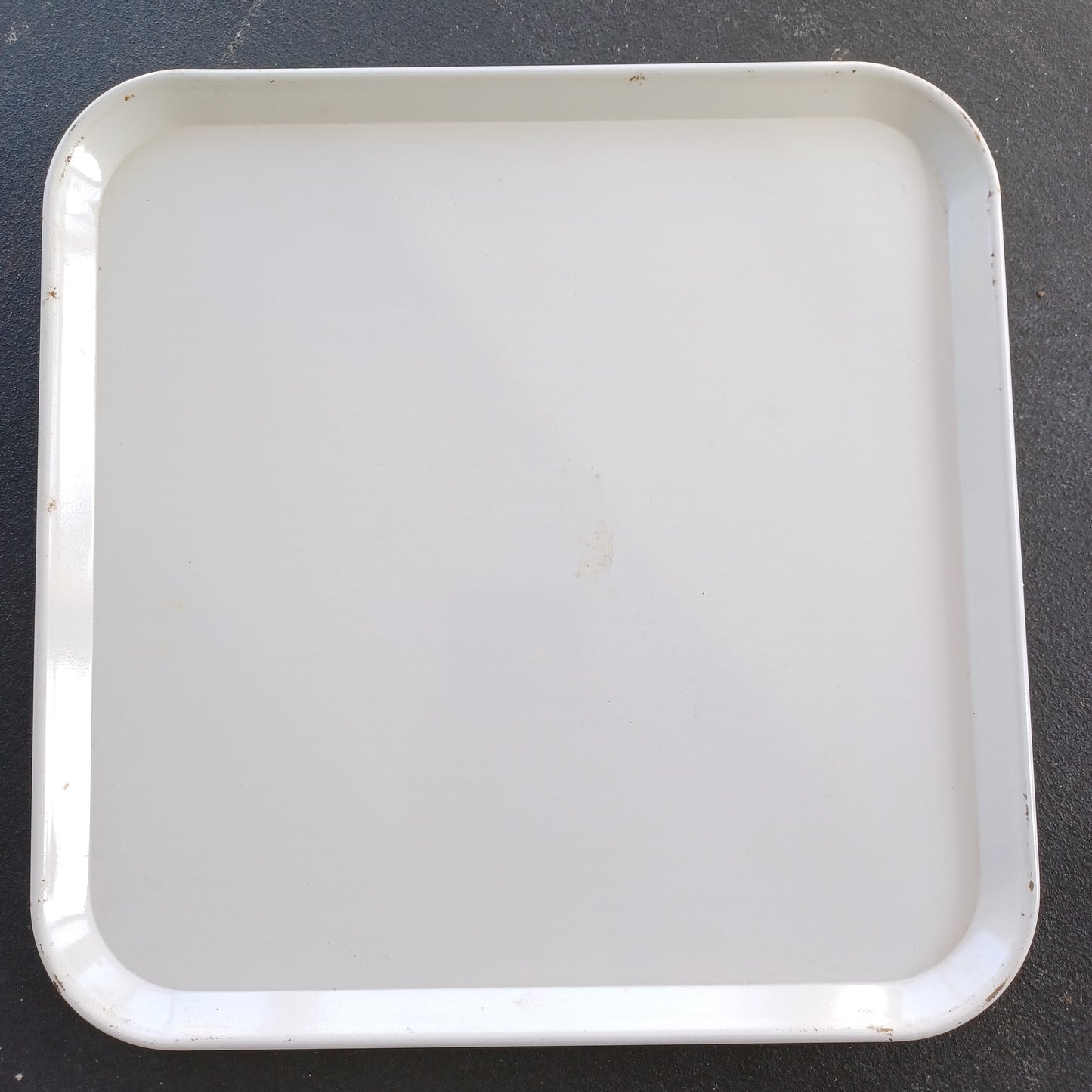 Vintage Enamel White Trays, Set of 7