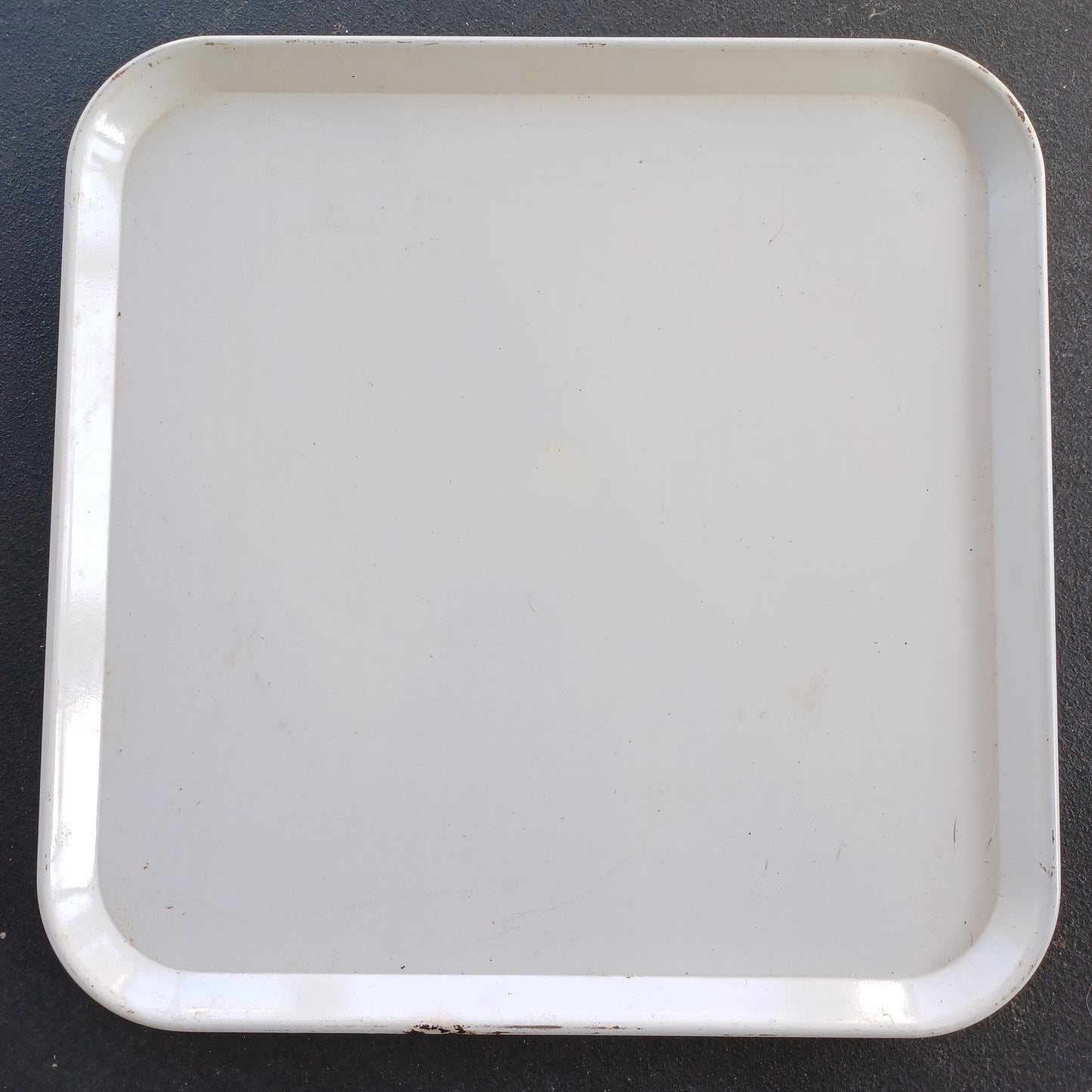 Vintage Enamel White Trays, Set of 7