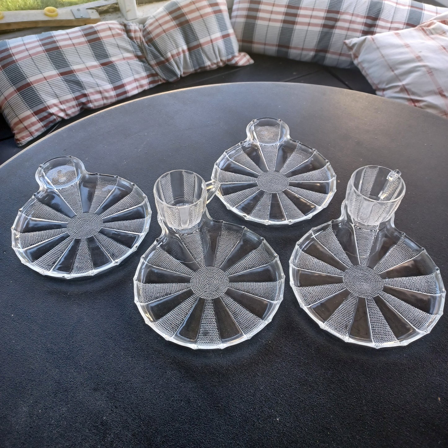 1950s Jeannette Dewdrop Punch Cups (2) & Luncheon Plate (4)