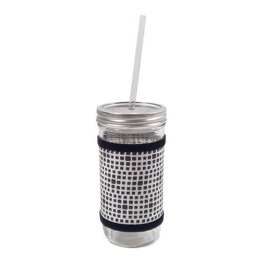 Black + White Squares Mason Jar Sleeve