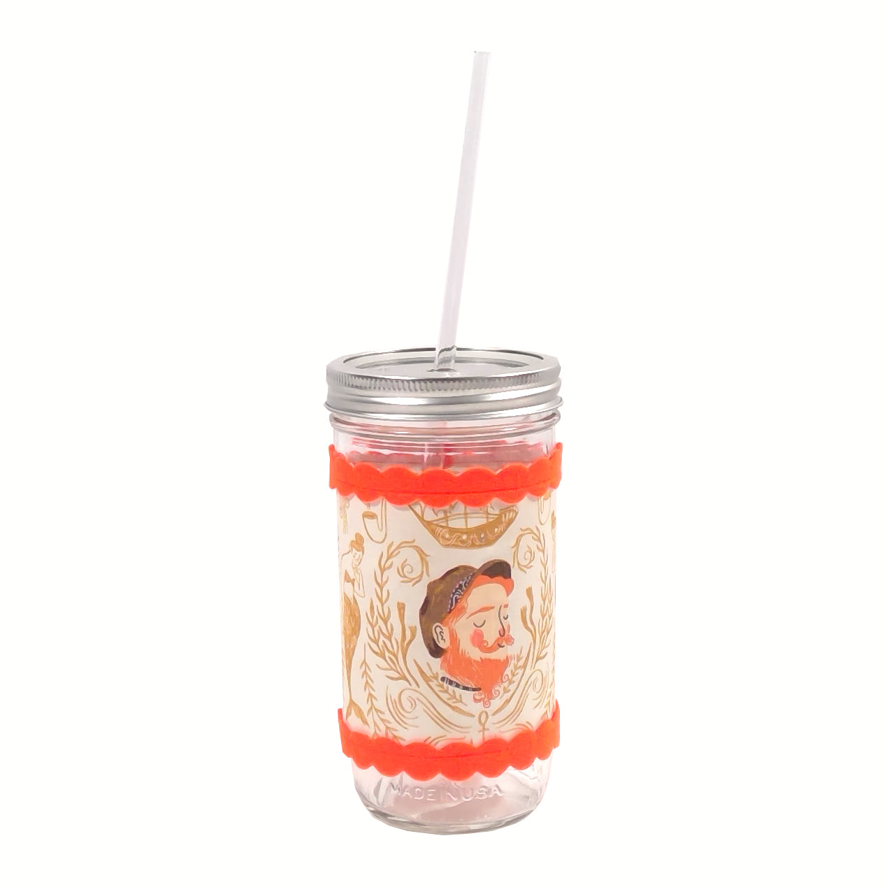 Sailor + Mermaid with Orange Mason Jar Sleeve