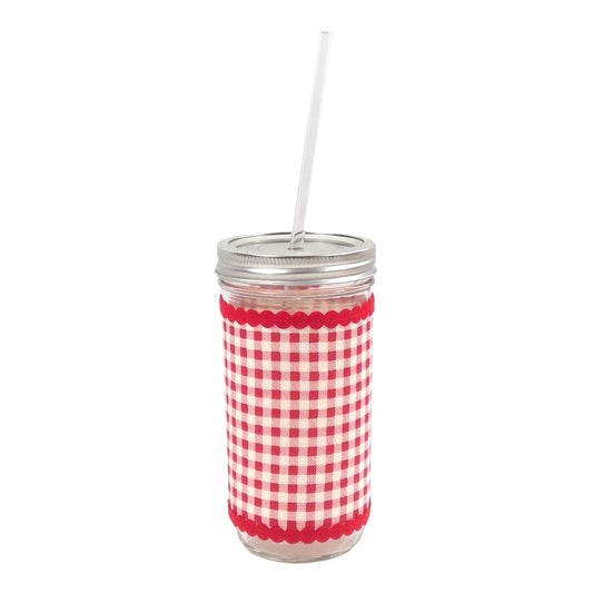 Red Gingham Mason Jar Sleeve