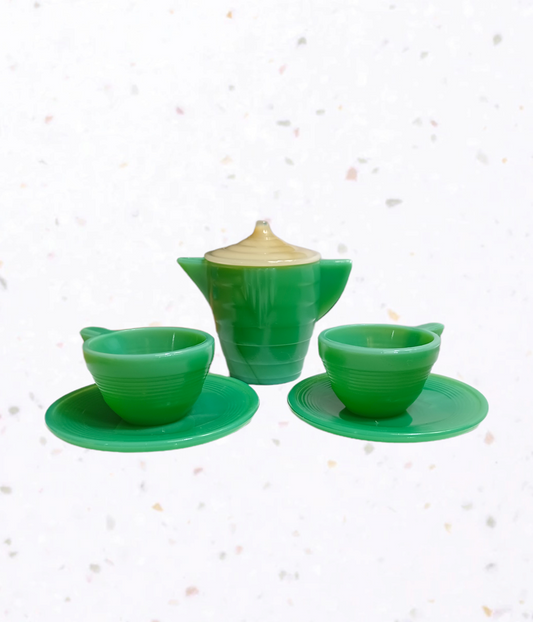 Vintage Akro Agate Jadeite Toy Tea Set