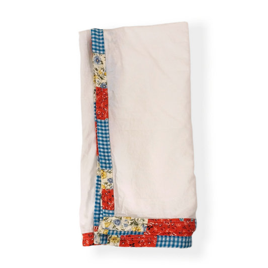 Blue + Red Checkered Flowers Dishtowel